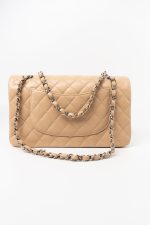 Beige Clair Caviar Quilted Classic Flap Medium Silver Hardware - Image 14