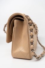 Beige Clair Caviar Quilted Classic Flap Medium Silver Hardware - Image 16