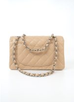 Beige Clair Caviar Quilted Classic Flap Small Silver Hardware - Image 4