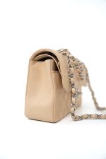 Beige Clair Caviar Quilted Classic Flap Small Silver Hardware - Image 3