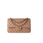 Dark Beige Lambskin Quilted Medium Classic Flap - Image 9