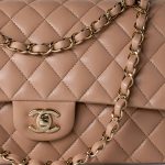 Dark Beige Lambskin Quilted Medium Classic Flap - Image 11