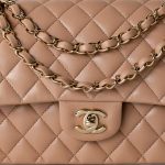 Dark Beige Lambskin Quilted Medium Classic Flap - Image 14