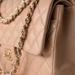 Dark Beige Lambskin Quilted Medium Classic Flap - Image 13