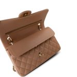 Dark Beige Lambskin Quilted Medium Classic Flap - Image 18