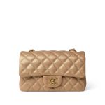 15C Gold Caviar Quilted Mini Rectangular Flap Antique Gold Hardware - Image 2