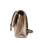 Gold Metallic Lambskin Quilted Classic Flap Medium Gold / Black - Image 3