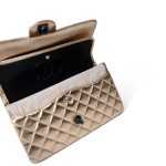 Gold Metallic Lambskin Quilted Classic Flap Medium Gold / Black - Image 5