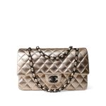 Gold Metallic Lambskin Quilted Classic Flap Medium Gold / Black - Image 2