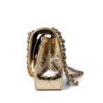 Metallic Hammered Gold Calfskin Quilted Small Double Flap Gold/Black - Image 3