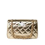 Metallic Hammered Gold Calfskin Quilted Small Double Flap Gold/Black - Image 5