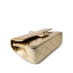 Metallic Hammered Gold Calfskin Quilted Small Double Flap Gold/Black - Image 10