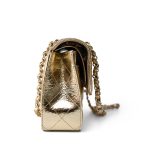 Metallic Hammered Gold Calfskin Quilted Small Double Flap Gold/Black - Image 9