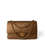 Vintage Gold Lambskin Quilted Classic Flap Medium Gold Hardware