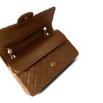 Vintage Gold Lambskin Quilted Classic Flap Medium Gold Hardware - Image 11