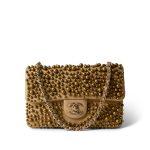 Gold Lambskin Pearly Wallet On Chain Flap Bag - Image 8