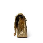 Metallic Calfskin Crocodile Embossed Classic Flap Medium Antique Gold Hardware - Image 8