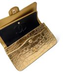 Metallic Calfskin Crocodile Embossed Classic Flap Medium Antique Gold Hardware - Image 5