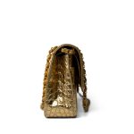Metallic Calfskin Crocodile Embossed Classic Flap Medium Antique Gold Hardware - Image 7