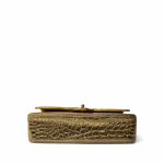 Metallic Calfskin Crocodile Embossed Classic Flap Medium Antique Gold Hardware - Image 4