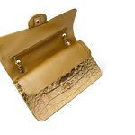 Metallic Calfskin Crocodile Embossed Classic Flap Medium Antique Gold Hardware - Image 9
