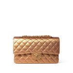 Metallic Gold Iridescent Calfskin Quilted Classic Flap Medium Aged Gold Hardware - Image 2