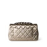 Metallic Gold Lambskin Quilted Mini Rectangular Flap - Image 3