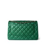 18S Emerald Green Caviar Quilted Jumbo Classic Flap Light Gold Hardware - Image 10