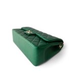 18S Emerald Green Caviar Quilted Jumbo Classic Flap Light Gold Hardware - Image 4