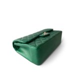 18S Emerald Green Caviar Quilted Jumbo Classic Flap Light Gold Hardware - Image 3