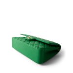 20S Green Lambskin Quilted Classic Flap Medium Light Gold Hardware - Image 6
