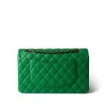 20S Green Lambskin Quilted Classic Flap Medium Light Gold Hardware - Image 3