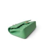21P Green Caviar Quilted Classic Flap Medium Light Gold Hardware - Image 9