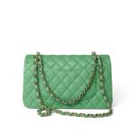 21P Green Caviar Quilted Classic Flap Medium Light Gold Hardware - Image 5