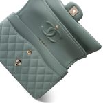 22C Dark Green Caviar Quilted Classic Flap Medium Light Gold Hardware - Image 11