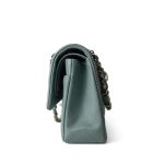 22C Dark Green Caviar Quilted Classic Flap Light Gold Hardware - Image 15