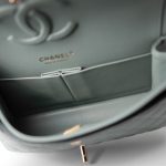 22C Dark Green Caviar Quilted Classic Flap Light Gold Hardware - Image 3