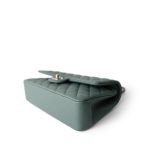 22C Dark Green Caviar Quilted Classic Flap Light Gold Hardware - Image 12