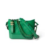 Green Aged Calfskin Quilted Hobo Gabrielle Bag Small Mixed Hardware