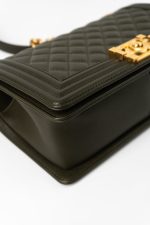 Khaki Green Lambskin Quilted Medium Boy Bag Aged Gold Hardware - Image 5