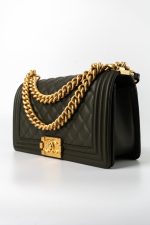 Khaki Green Lambskin Quilted Medium Boy Bag Aged Gold Hardware - Image 17