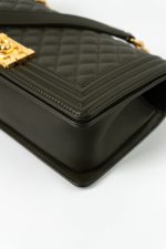 Khaki Green Lambskin Quilted Medium Boy Bag Aged Gold Hardware - Image 16
