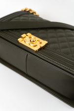 Khaki Green Lambskin Quilted Medium Boy Bag Aged Gold Hardware - Image 9