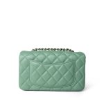 Light Green Lambskin Quilted Mini Rectangular Flap - Image 3