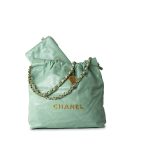 Light Green Small Calfskin Quilted 22 Hobo Bag w/ Antique Gold Hardware - Image 3