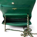 18S Emerald Green Caviar Quilted Wallet on Chain WOC - Image 11