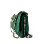 18S Emerald Green Caviar Quilted Wallet on Chain WOC - Image 3