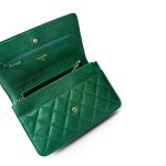 18S Emerald Green Caviar Quilted Wallet on Chain WOC - Image 12