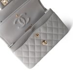21A Grey Caviar Quilted Classic Flap Small Light Gold Hardware - Image 13