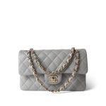 21A Grey Caviar Quilted Classic Flap Small Light Gold Hardware - Image 12